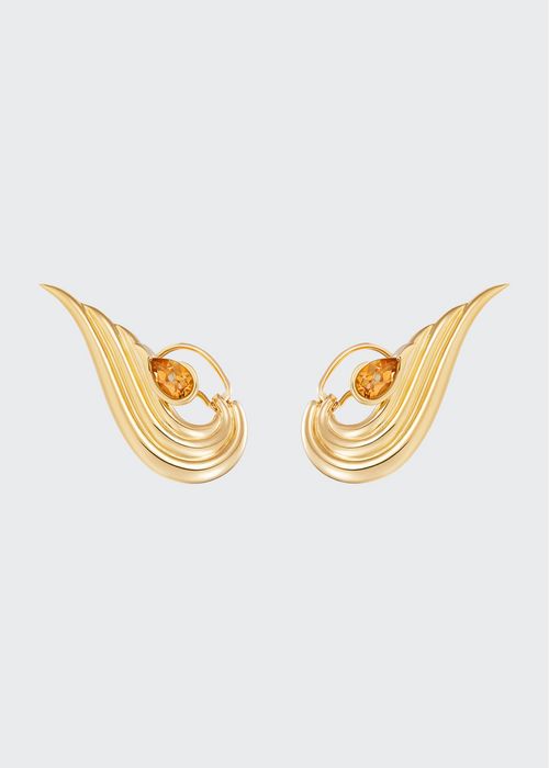Kindle Winged Earrings in 18k Yellow Gold and Citrine