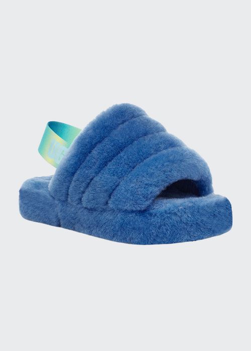 Fluff Yeah Quilted Shearling Slingback Slippers, Kids