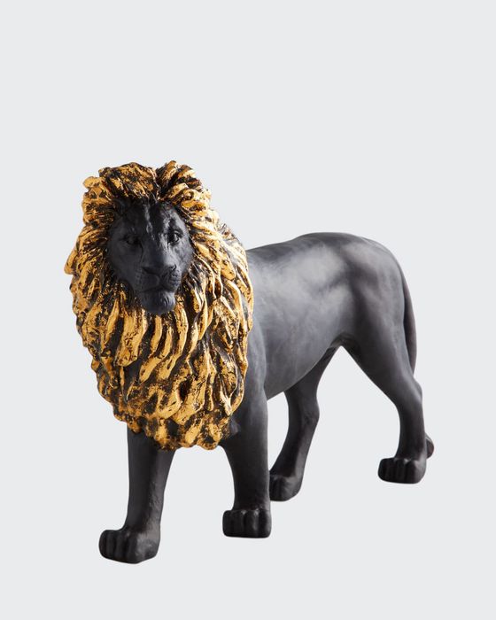 Black & Gilded Sand Lion Figurine