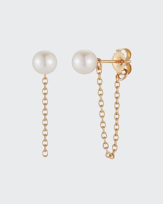Sea of Beauty 14k Gold Pearl-Stud Short Chain Earrings