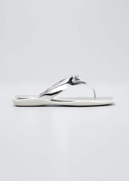 Spazzo Leather Logo Thong Sandals