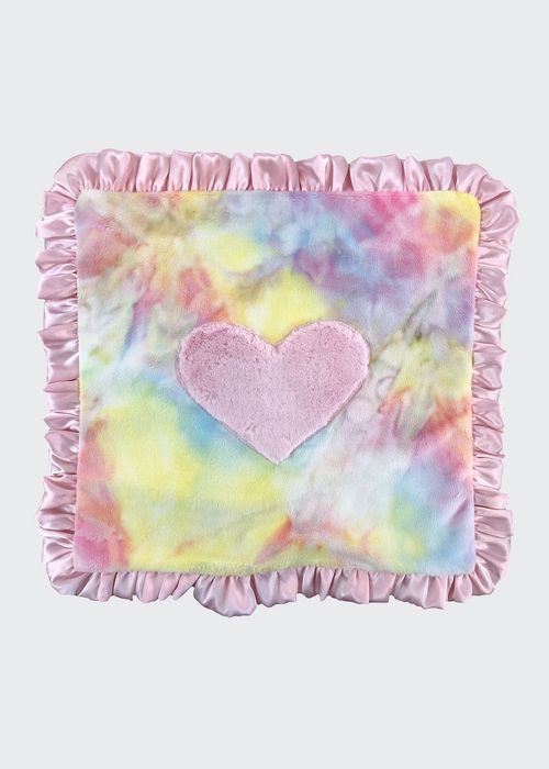 Tie-Dye Heart Satin-Trim Baby Blanket
