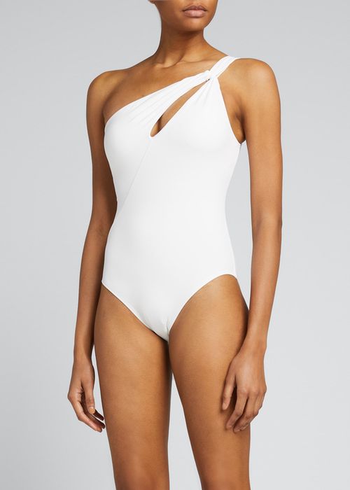 One-Shoulder Twisted-Knot One-Piece Swimsuit