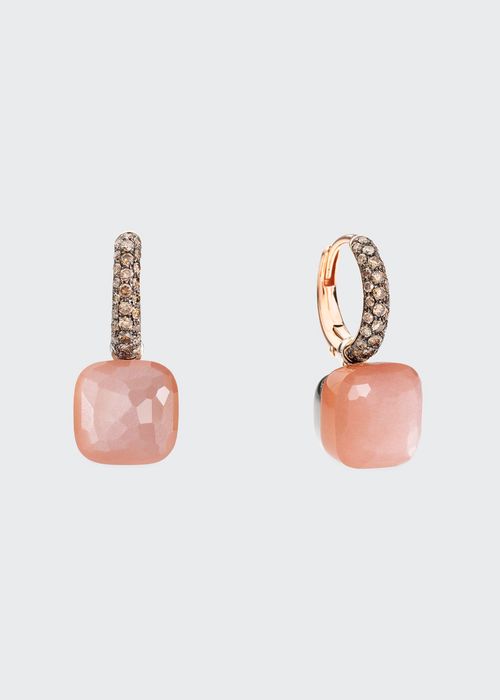 Nudo Classic Rose Gold Orange Moonstone and Brown Diamond Earrings