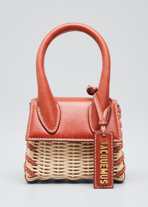 Le Chiquito Wicker & Leather Top-Handle Bag