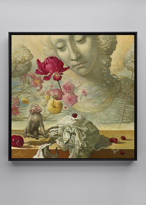 "Monkey Watching Dancing Flowers" Limited Edition Giclee Canvas Wall Art