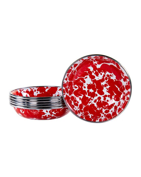 Red Swirl Tasting Dishes, Set of 6