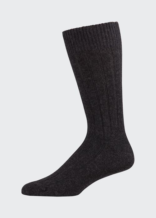 Men's Ribbed Cashmere Dress Socks