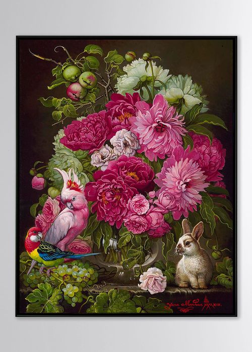 "Floral with Bunny" Limited Edition Giclee Canvas Wall Art