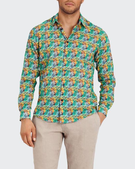 Men's Jungle-Print Sport Shirt