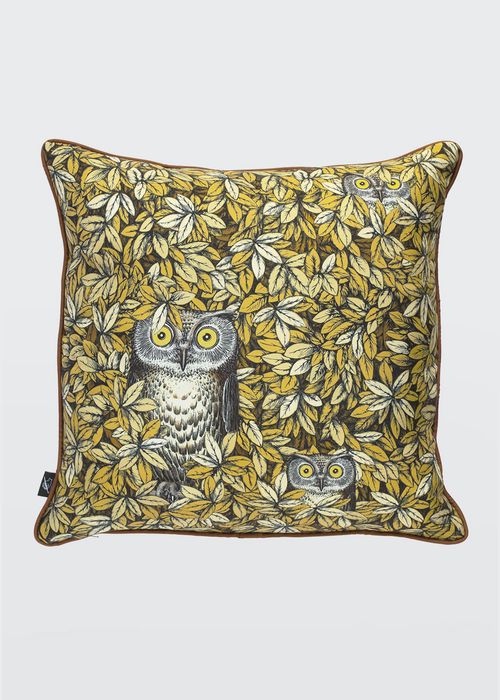 Silk Cushion Civette Owls In Flowers
