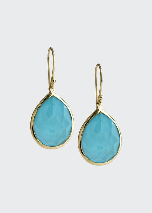 18k Gold Rock Candy Medium Teardrop Earrings in Turquoise