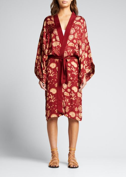 Helen Coral Belted Coverup Kimono