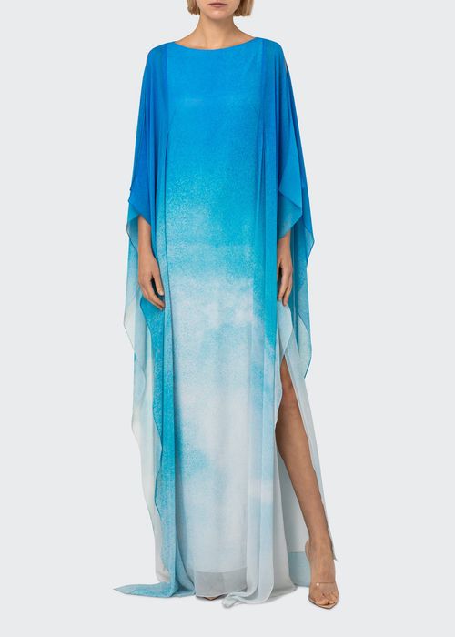 St. Gallen Sky Print Silk Caftan Gown