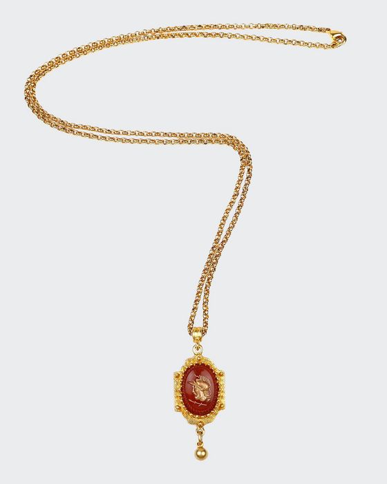 Intaglio Pendant and Necklace, Gold/Red