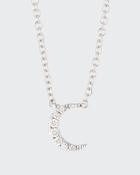 14k Diamond Moon Pendant Necklace