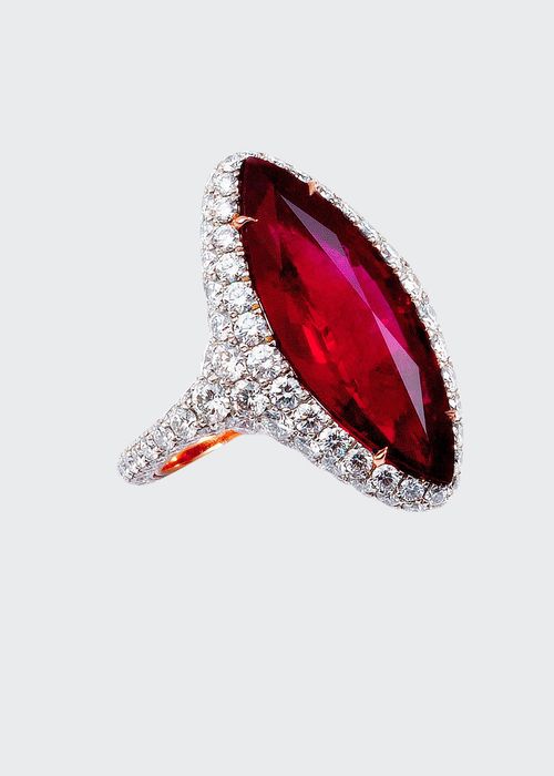 Marquise Thai Ruby Ring with Diamonds