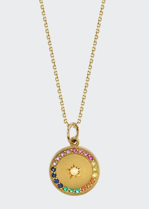 Full Moon Phase Multi-Sapphire Pendant Necklace