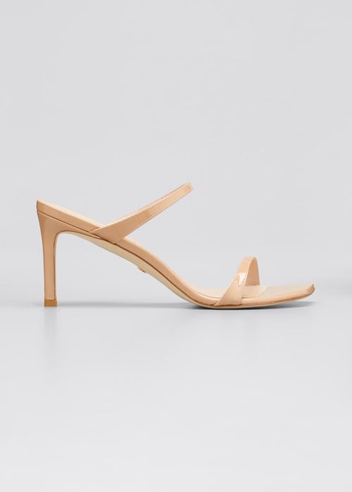 Aleena 75 Naked Square-Toe Patent Slide High-Heel Sandals