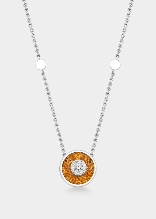 18k White Gold 10mm Round Pendant Necklace w/ Diamonds