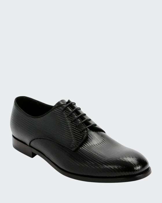 Men's Formal Patent Chevron Leather Lace-Up Shoe