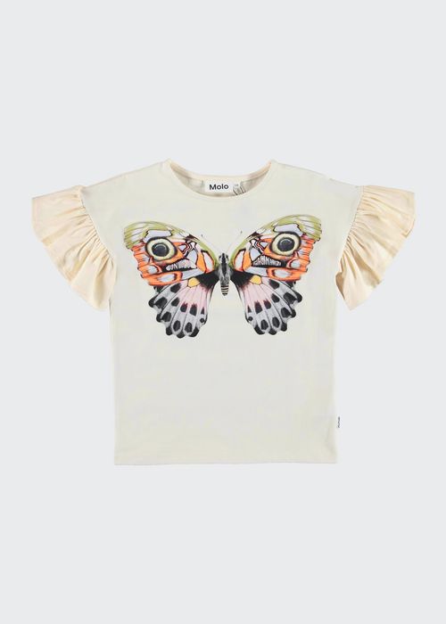 Girl's Rayah Butterfly Ruffle Shirt, Size 8-14