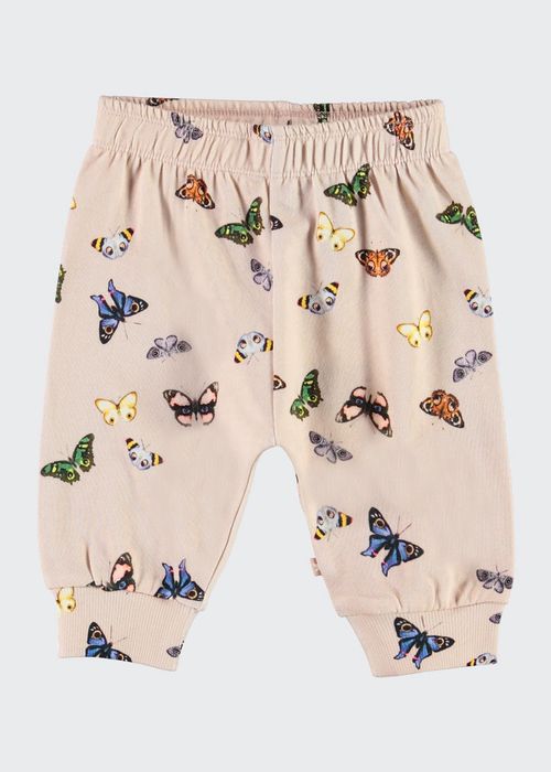 Girl's Simona Butterfly-Print Jogger Pants, Size 6M-4
