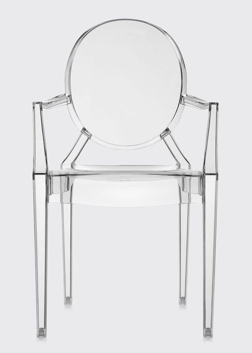 Louis Ghost Accent Chairs in Glossy White, Set of 2