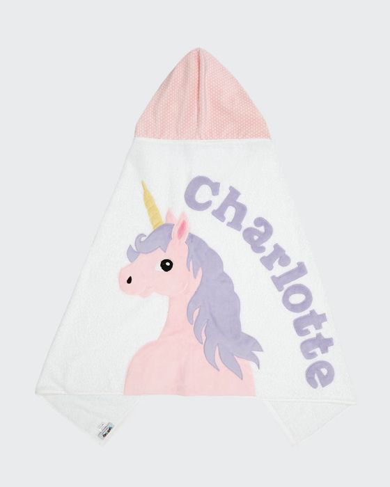 Personalized Unicorn Hooden Towel, White