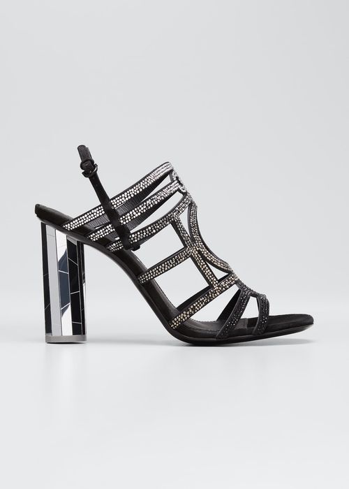 Florenza Lambskin Mirror-Heel Slingback Sandals