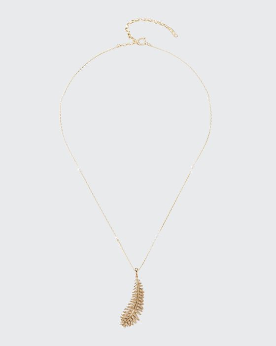 14k Diamond Feather and Pearl Chain Necklace