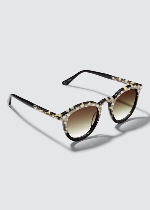 Collins Round Patterned Acetate Sunglasses