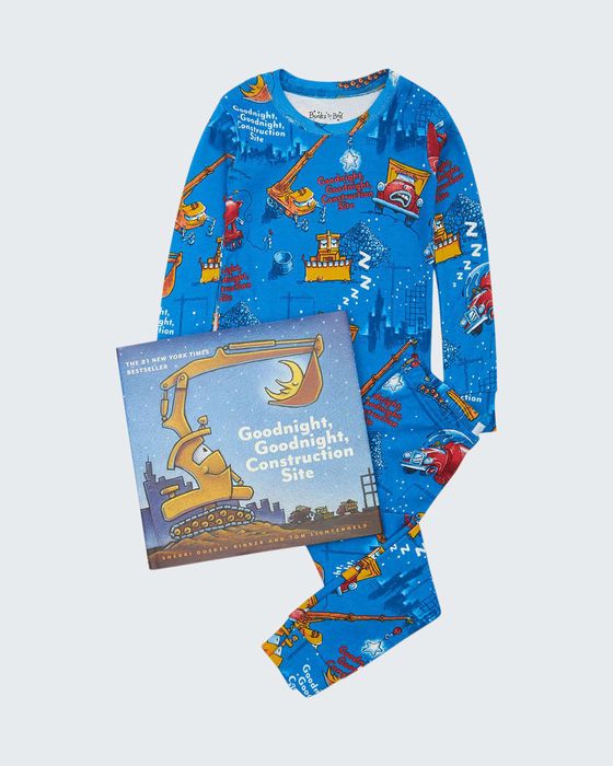 Kid's Good Night Good Night Construction Site Printed Pajama Gift Set, Size 2-6