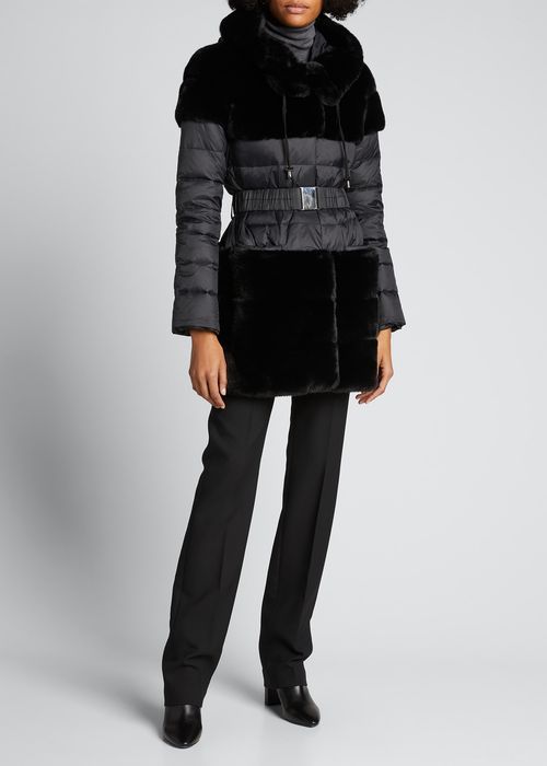 The Erika Faux-Fur Belted Down Jacket