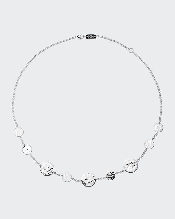 Classico Crinkle Hammered Circle Station Necklace 16"L