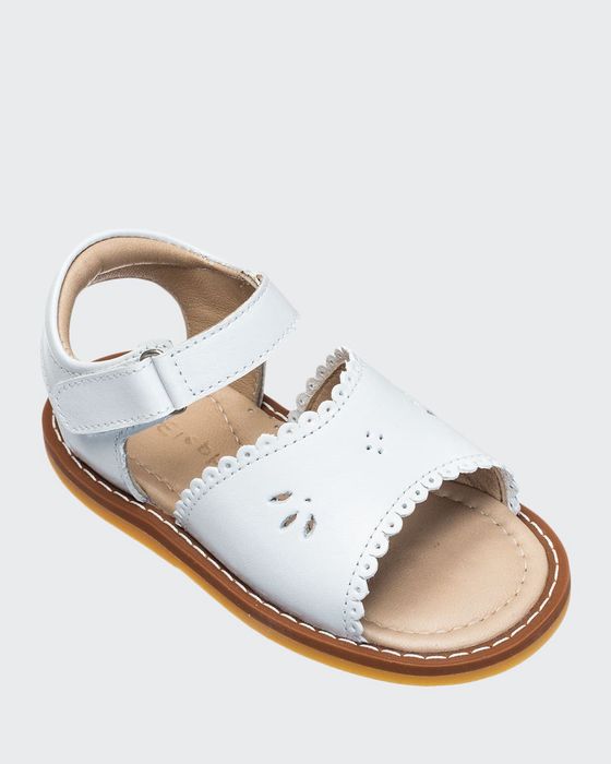 Girls' Classic Leather Scalloped Sandal, Toddler/Kids