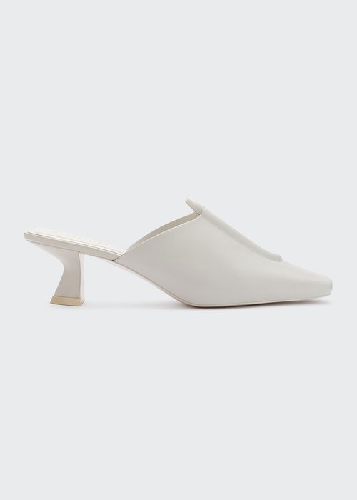 Delilah Leather Kitten-Heel Mules