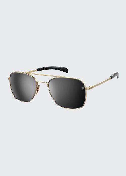 Men's Square Metal Double-Bridge Sunglasses