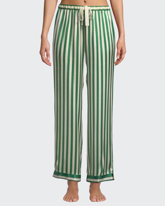Chantal Striped Silk Pajama Pants