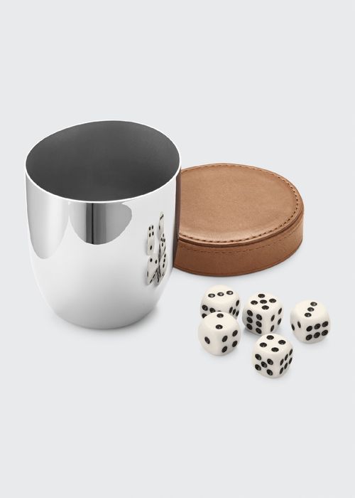 Sky Stainless Steel and Leather Dice Travel Cup and 5-Dice Set