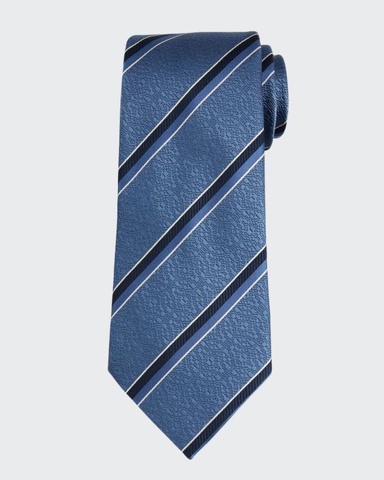 Men's Textured Stripe Silk Tie