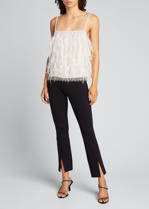 Feather-Embroidered Lace Camisole