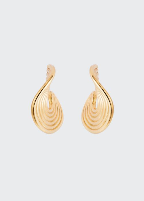 Stream Lines Flat Hoop Earrings in 18k Yellow Gold