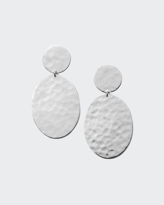 Classico Crinkle Hammered Oval Snowman Earrings