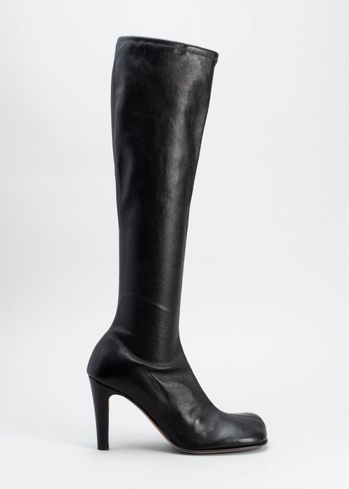 Bloc Stretch Leather Knee Boots