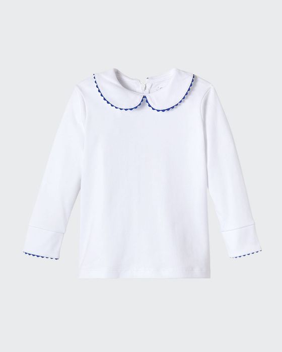 Girl's Isabelle Scallop-Trim Shirt, Size 3 Months-8