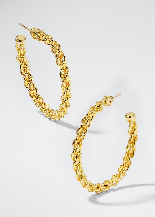 Chain Hoop Earrings, Gold