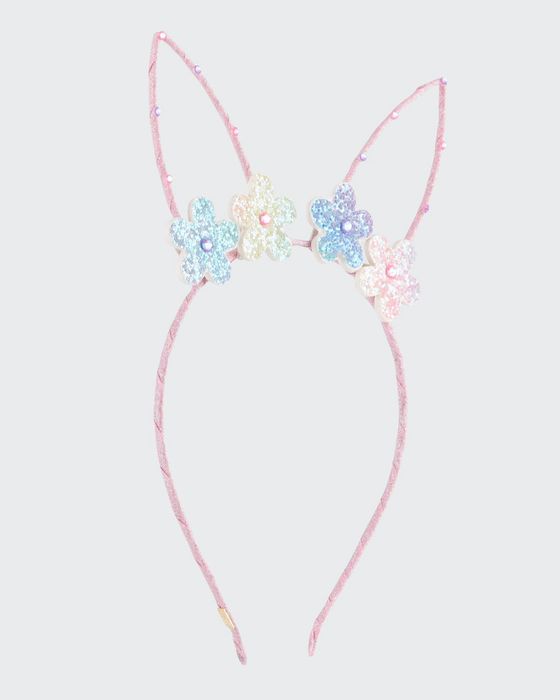 Girl's Bunny Ear Floral Embellished Headband