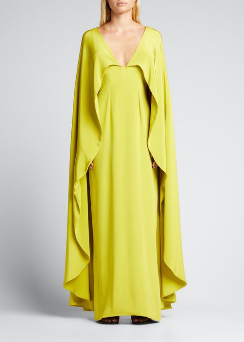 Draped Silk Cape Gown