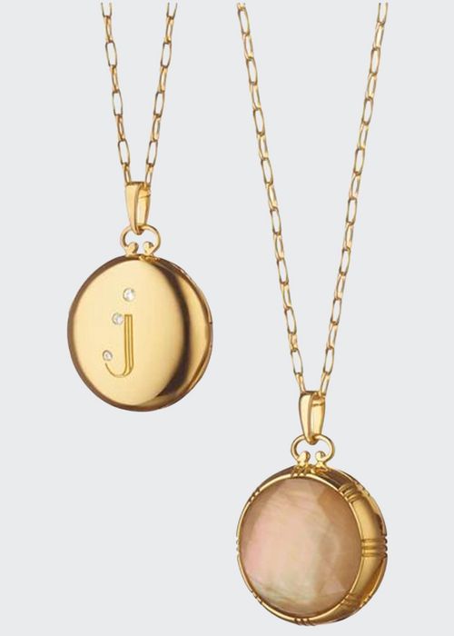 Pave Diamond M Initial Locket Necklace